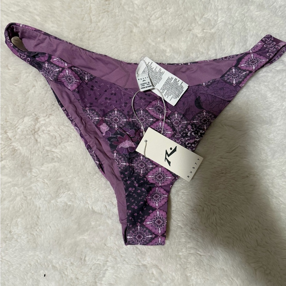 Rusty Floral Purple Bikini Bottom
